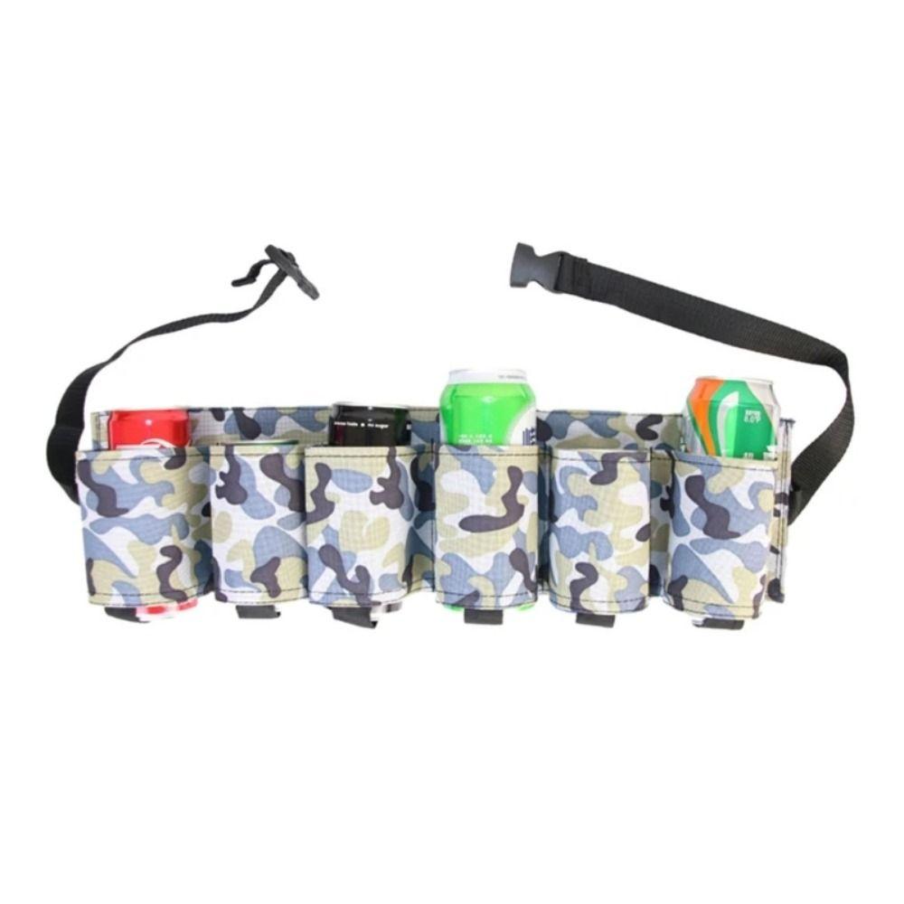 6 Cans Beer Storage Waist Bag 6 Pockets Beer Belt Holder Waist Pack  Outdoor Accessories