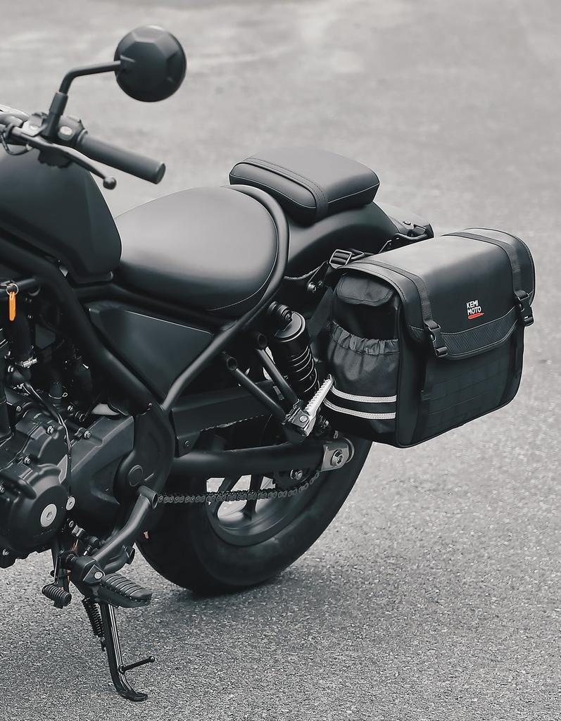 KEMIMOTO Motorcycle Side Bag 15L Motorcycle Saddle Bag Rebel 250 General Purpose Side Bag Water Repellent Drink Holder Included Metal Rust Proof Small