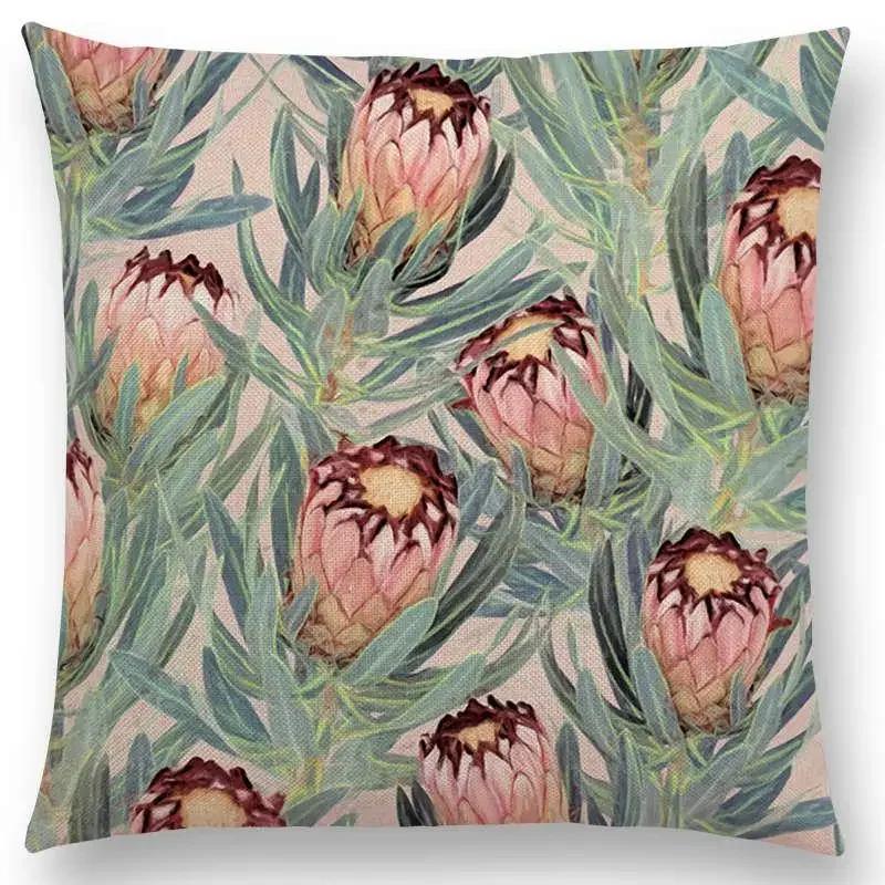 New Full Of Vitality Leaf  Flower Kingdom Beautiful Floral Painting Retro Gorgeous Cushion Cover Sofa Throw Pillow Case