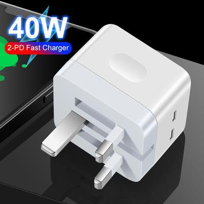 Type C Port Usb C Charger Type C Port Fast Charge Dual Type-c Charging Head For Travel Pd40w Fast Charger Eu Uk Power Adapter