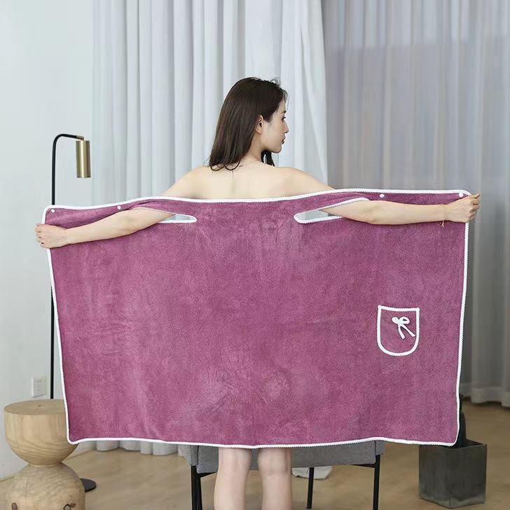 Thick Absorbent Coral Fleece Bath Skirt: Soft, Wearable, Household Bath Towel, Softer Than Cotton Bathrobe, Class A