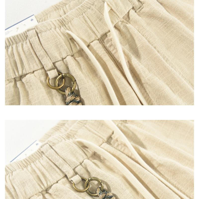 Letní móda Pánské šortky Retro styl Bavlna Len Krátké kalhoty Mládež Ležérní Plážové Volné šortky Stahovací guma v pase Šortky s více kapsami