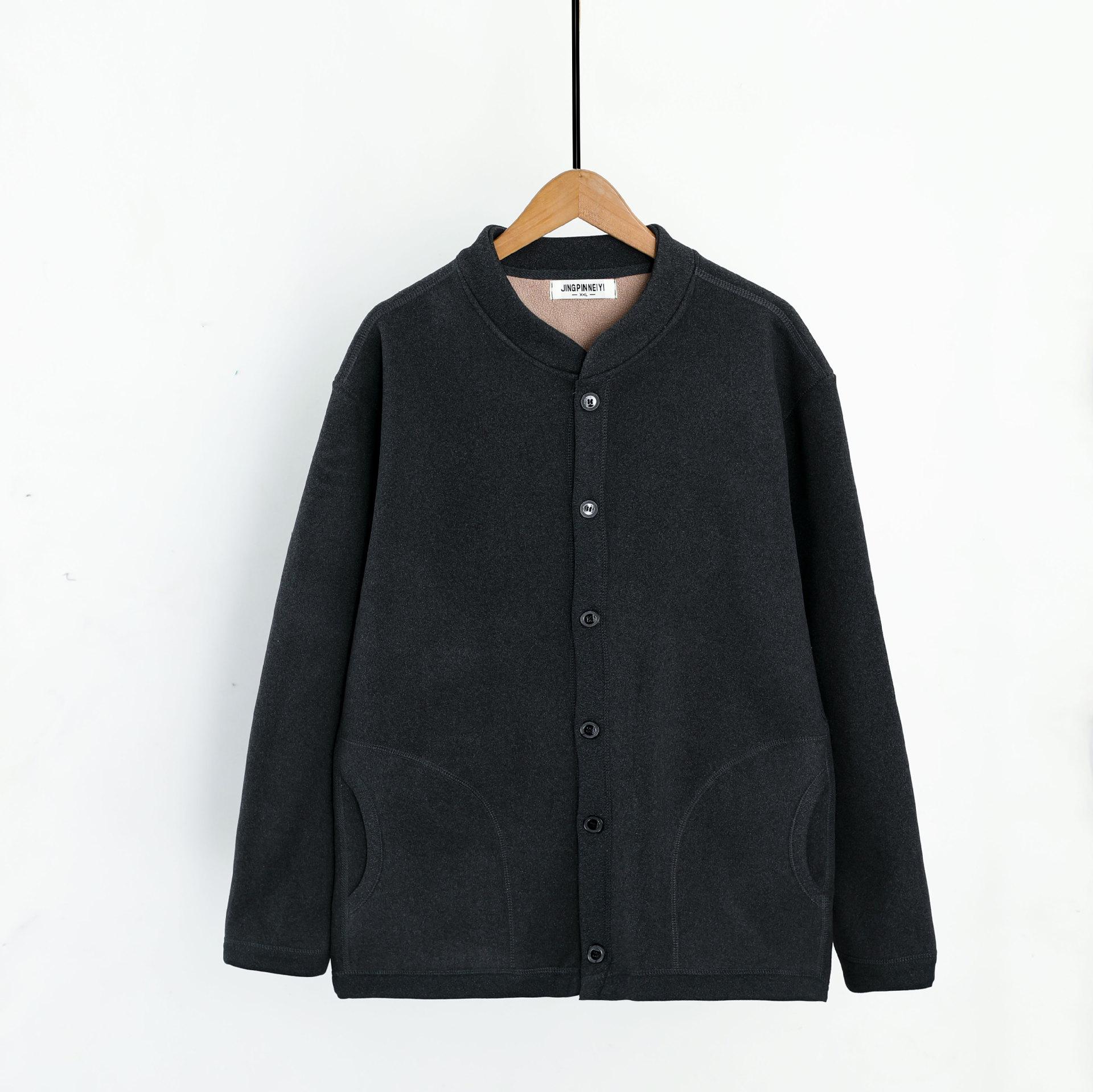 Men s Winter Fleece-Lined Cardigan: Thick, Warm Sweater Coat for Middle-Aged and Elderly XXXL