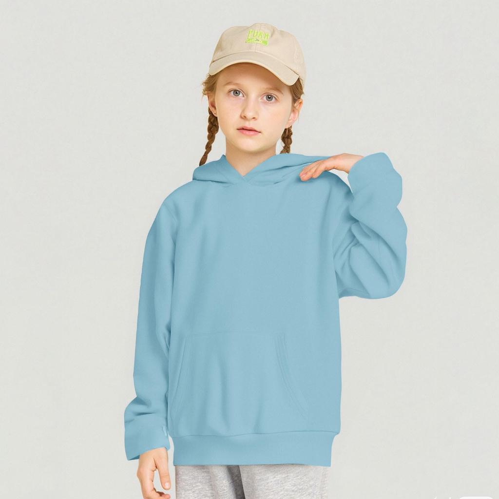 Kids Hooded Pullover Sweatshirt - Color Loose Fit Casual Top for Boys and Girls