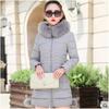 Women's Korean Version of Slim Mid-length Cotton Jacket Solid Color Hooded Temperament Jacket