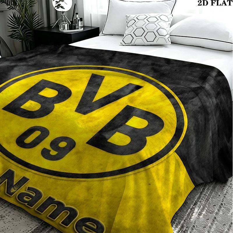 1PC Borussia Custom Name Patterned Flannel Blanket Suitable For All Seasons for Home Decor Warmth and Comfort Gifts Holiday Present