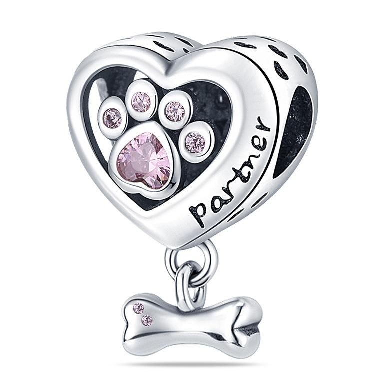 2026 Charm Pendant Cute Pet Cat Owl Beads Zircon DIY Jewelry Bracelet Accessories 925 Silver