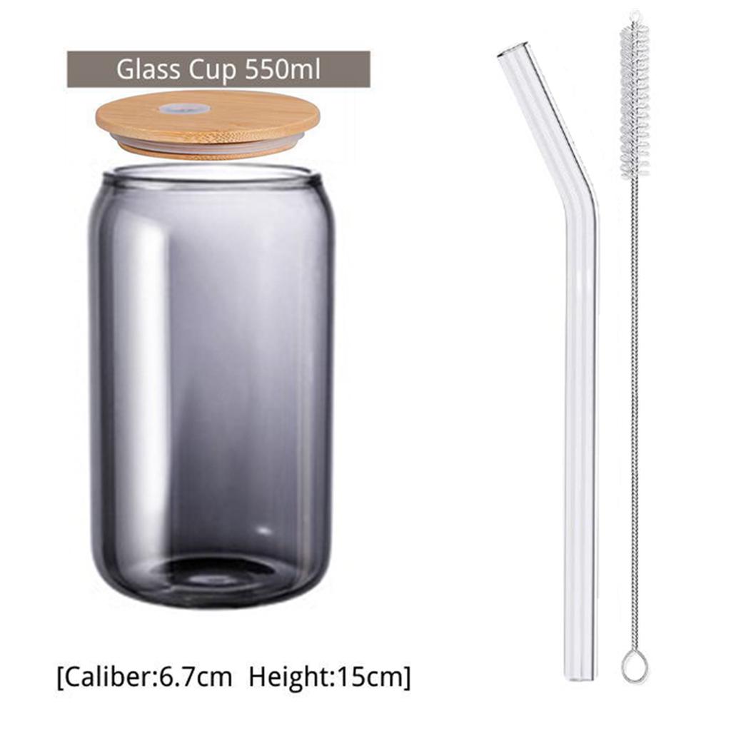 550ml/400ml Glass Cup with Lid and Straw Transparent Reusable Coke Cup Juice Glass Beer Can Milk Mocha Cups Mug Drinkware