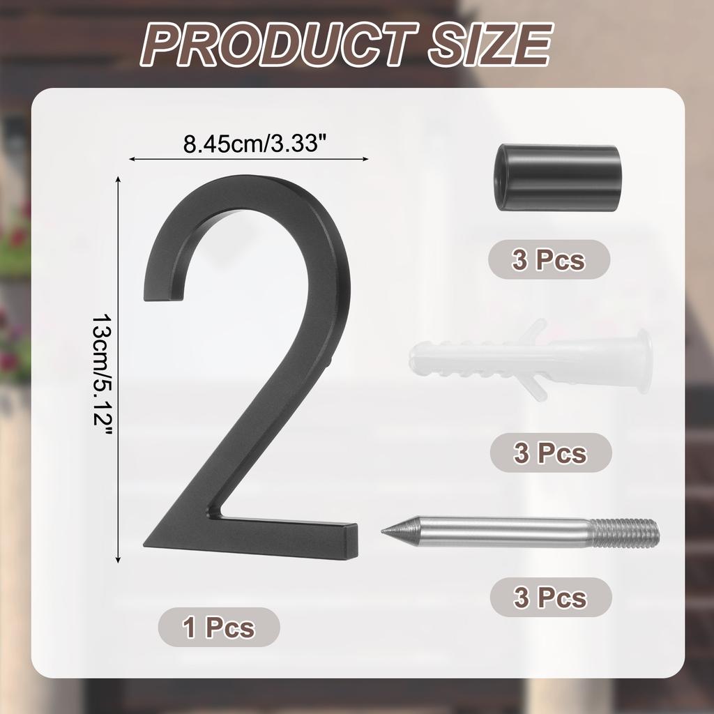 10" 0-9 Zwevende Huisnummers Massief Aluminium Modern Adresnummer voor Buiten met Spijkerkit voor Thuis Straat Kantoorbord Zwart