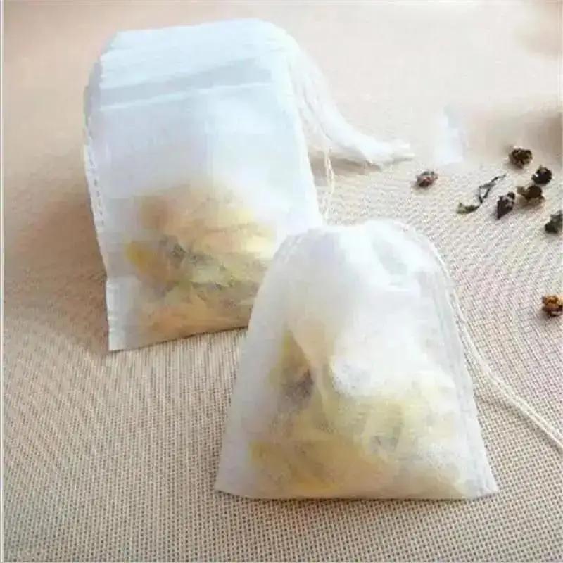 100Pcs Empty Loose Tea Bag Scented Tea Bags Drawstring Pouch Bag Seal Filter For Herb Spice Household Accessories Supplies