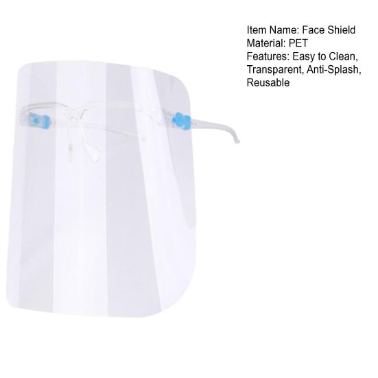 Stänkskyddande Ansiktsskydd med Ram Anti-dimma Matlagningsmask Genomskinliga Skyddsglasögon Heltäckande Ansiktsskydd Återanvändbar Transparent Ansiktsmask för Köksbruk