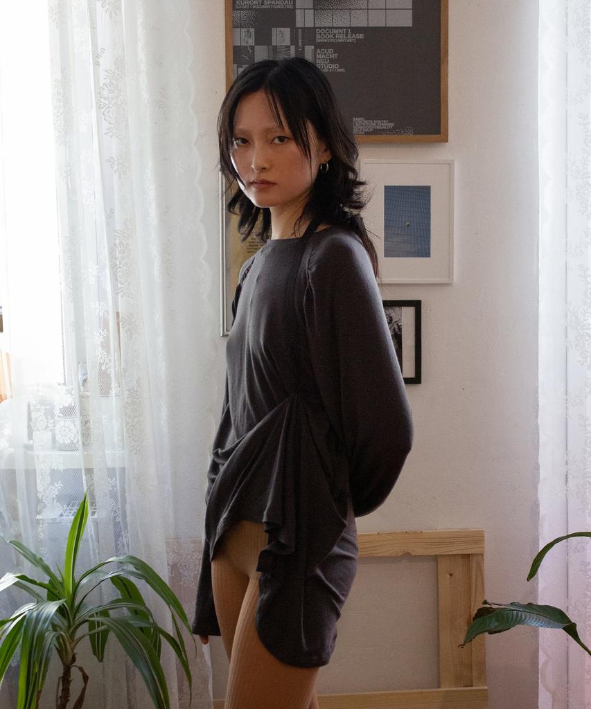 SAFARI SULA EXPLORE Shirred Strap Jersey In Charcoal