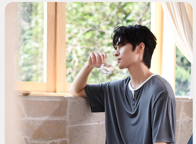 Xuan Liang Men's Modal Thin Short-Sleeved Pants Casual Home Furnishing Set