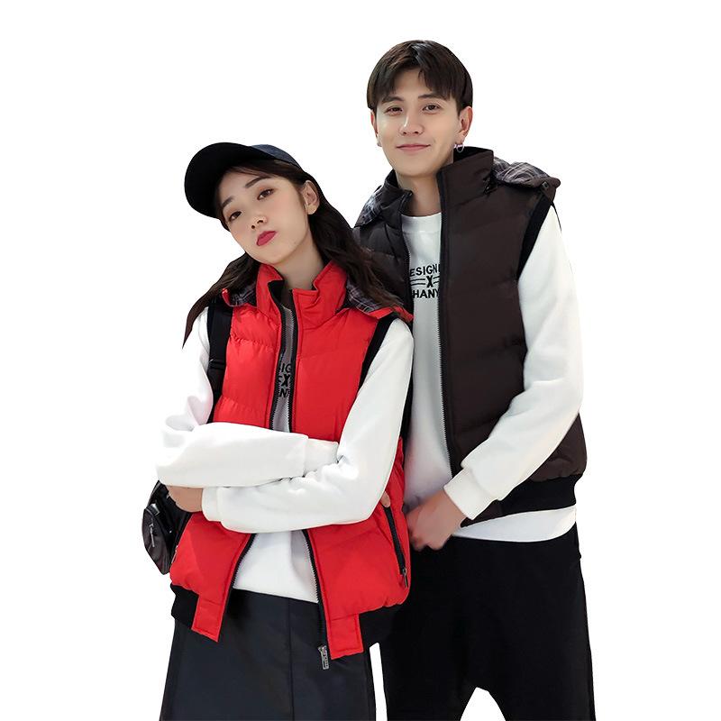 2025 autumn and winter new cotton stuffed hooded vest men's Korean version casual vest large size couple vest cross-border