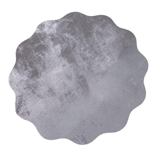 Round Wavy Flower Placemat, Waterproof Oil-Proof Placemat, Artificial Leather Heat Insulation Table Mat Coaster for Dining Table Decor S серый