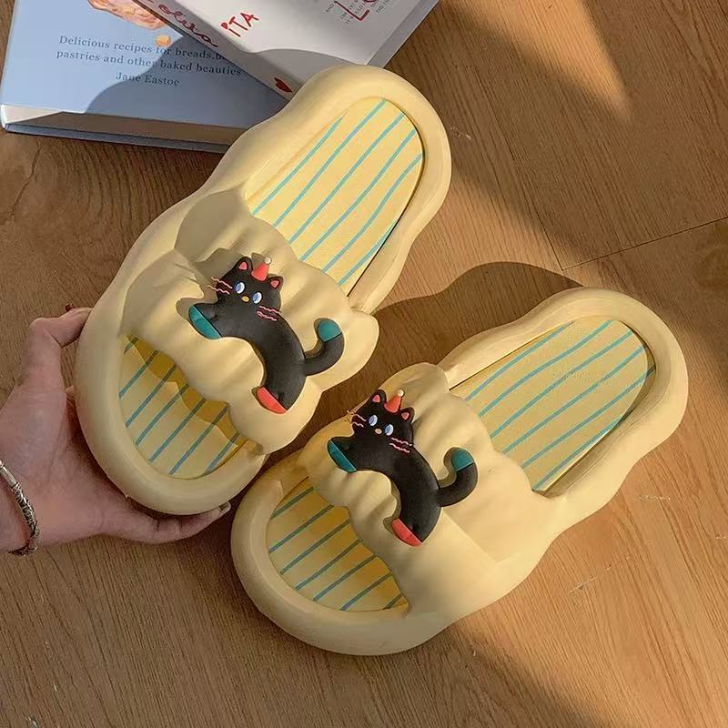 Slippers women summer wear cartoon hot dog couple soft bottom home non-slip indoor cool slippers holiday