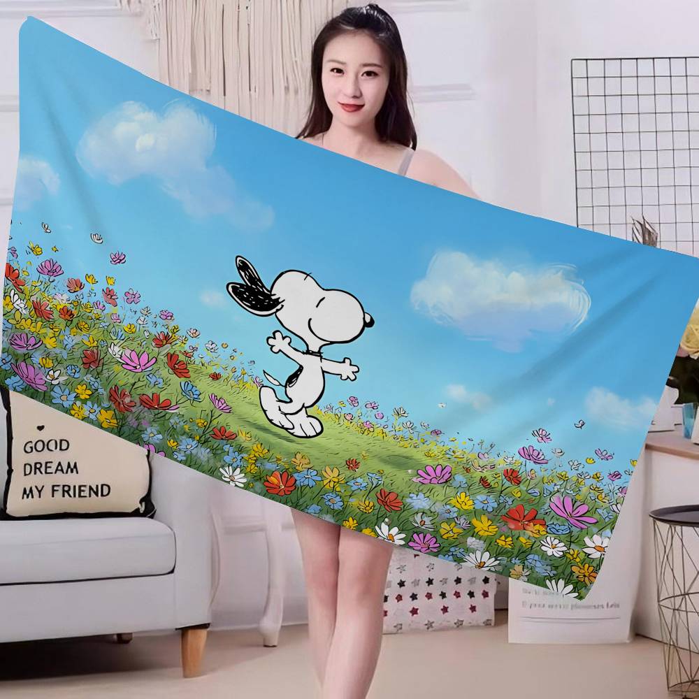 Cartoon Snoopy Microfiber Blanket Quick Drying Beach Towels Oversized Printing Super Absorbent Pool Towel Blanket