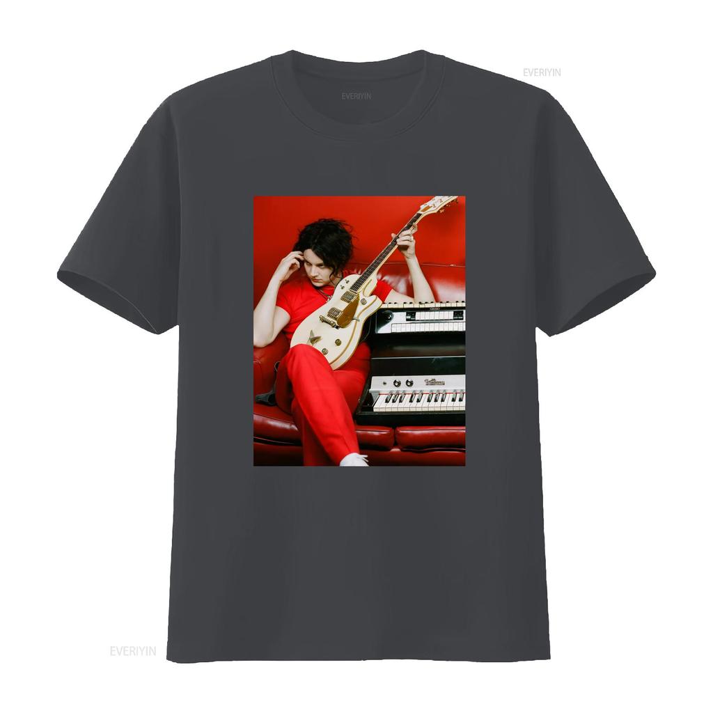 The White Stripes Jack Estética Ropa Retro Minimalista Camiseta Cumpleaños Música Rock para fans vintage Lavado Elástico hombre