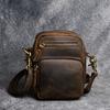 Marsupio da Vita in Pelle Retro per Telefono da Uomo, Borsa a Tracolla Multifunzionale in Pelle Crazy Horse, Monospalla in Vera Pelle di Mucca, Semplice