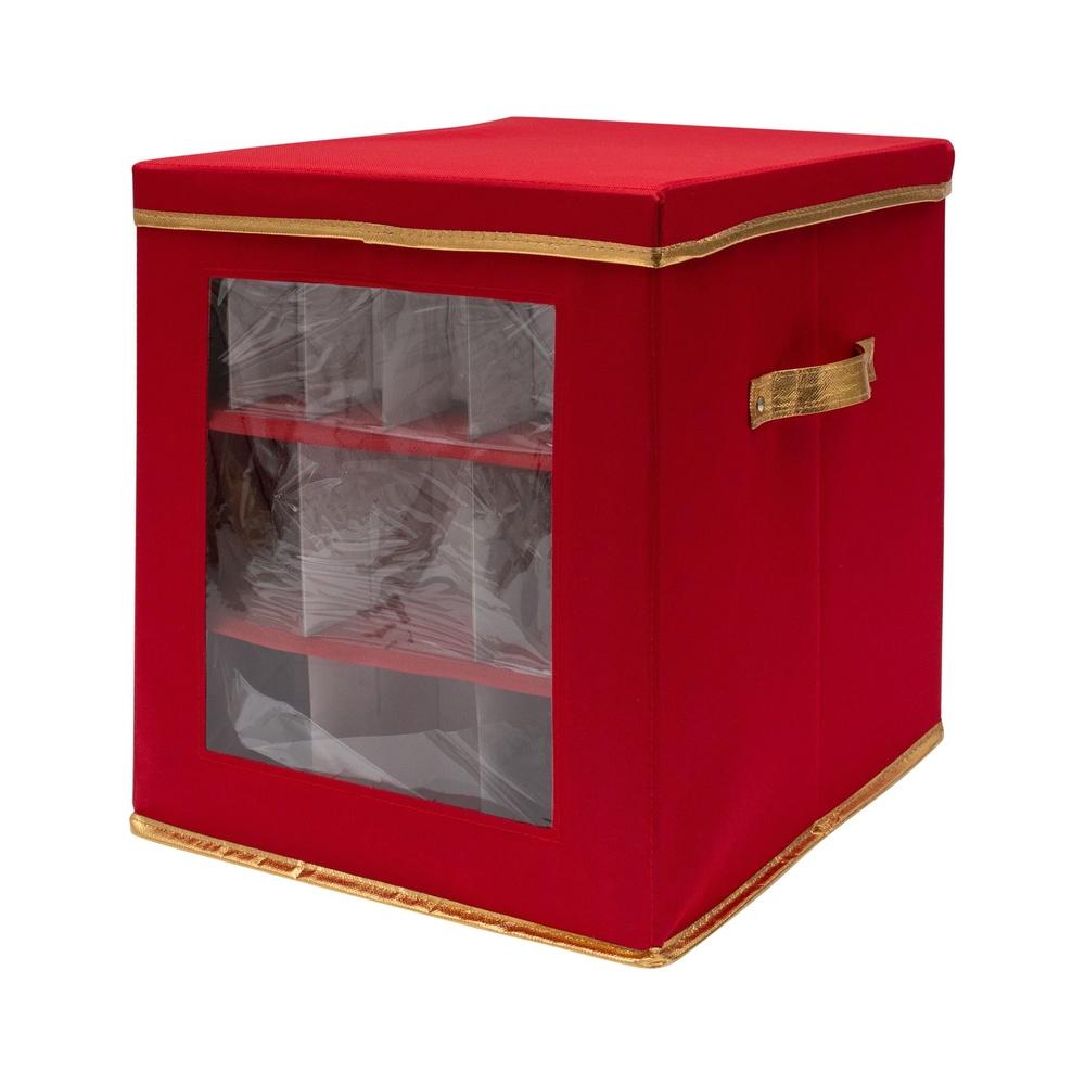 

Большой ящик для хранения украшений на 27 отделений с прозрачным окном, складной органайзер для праздничных украшений, нетканый материал United States