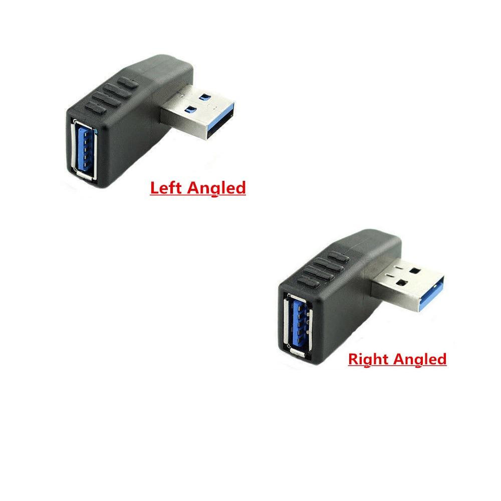 USB 3.0 Right & Left Angle Connector Male to Female 90 Degree Adapter Converter