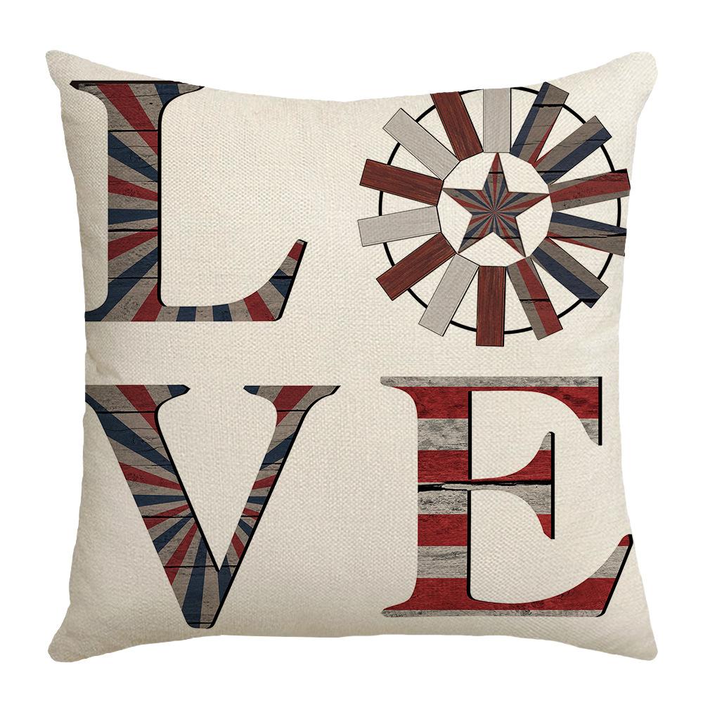 New Independence Day Pillow Text Printed Cushion Cushion Linen Pillow Case Home Decoration