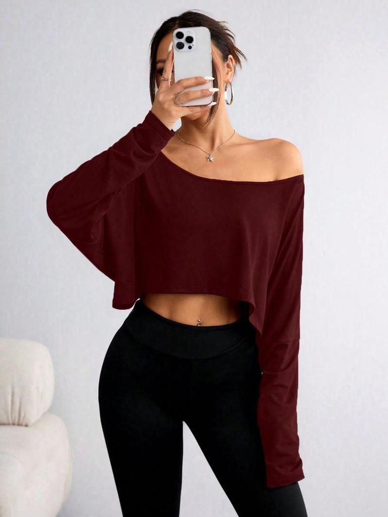 2025 Trendy European Off-Shoulder Women’s Loose Base Layer Top