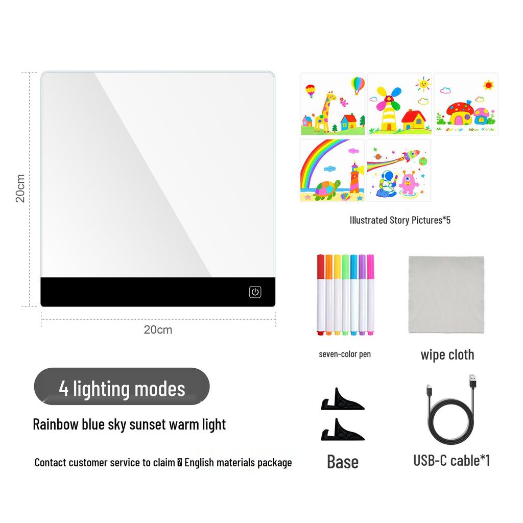 LED Luminous Doodle & Painting Board for Kids - Fluorescent & Erasable Night Light Gift
