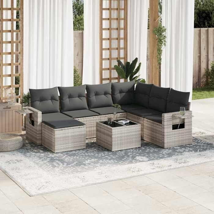 VidaXL Garden Lounge Set with Cushions 8 Pcs, Patio Sofas, Patio Furniture Set, Outdoor Furniture, Grey 3220511
