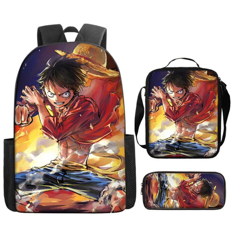 One Piece Piece Anime School Backpack With Air Cushion Straps And Durable Material For Children