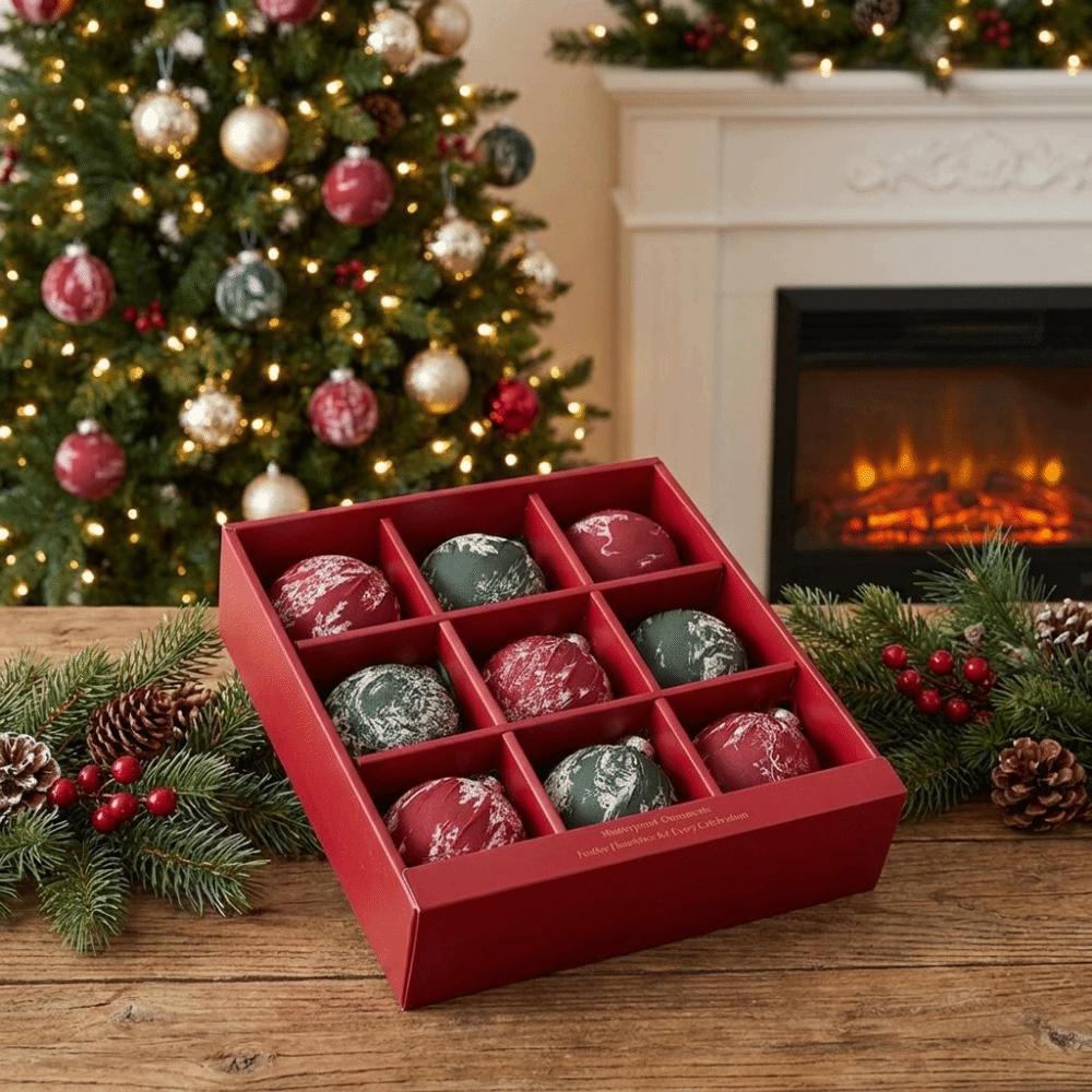9Pcs Snowflake Painted Christmas Ball Ornaments Snowflake Christmas Ball Home Party Decor