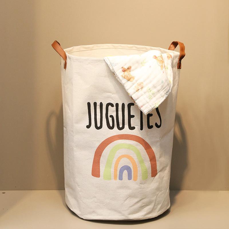 

Large Capacity Baby Items Diaper Caddy Organizer Folding Cartoon Printed Dirty Clothes Bucket Toy Storage Basket