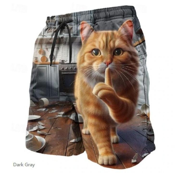 Letní 3D Zábavné Kreslené Zvířata Potisk Šortky Módní Ležérní Plážové Pánské Šortky