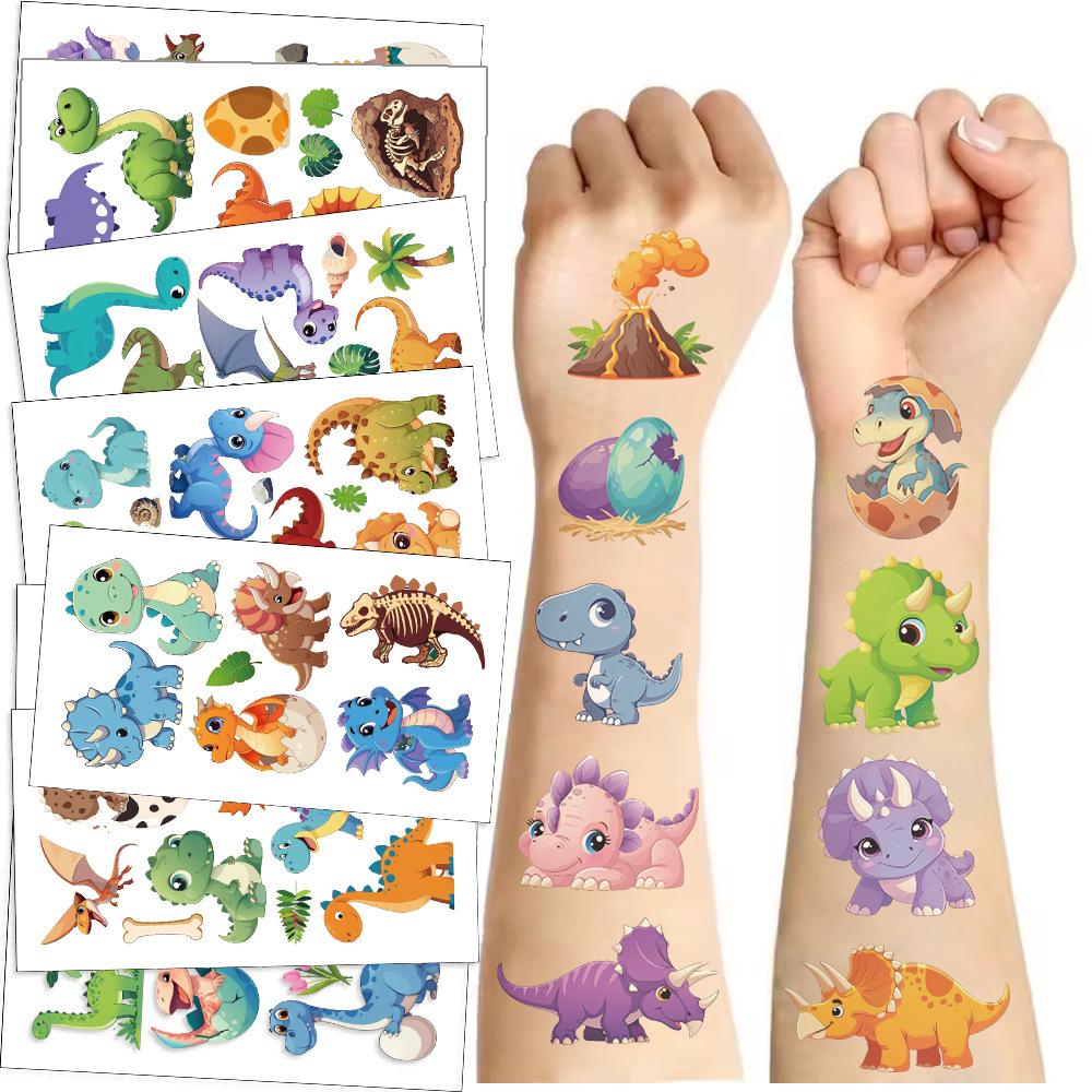 Children's Cartoon Dinosaur Tattoo Stickers, Waterproof Love Personality Tyrannosaurus Rex Tattoo Stickers, Animal Party Tattoo Stickers