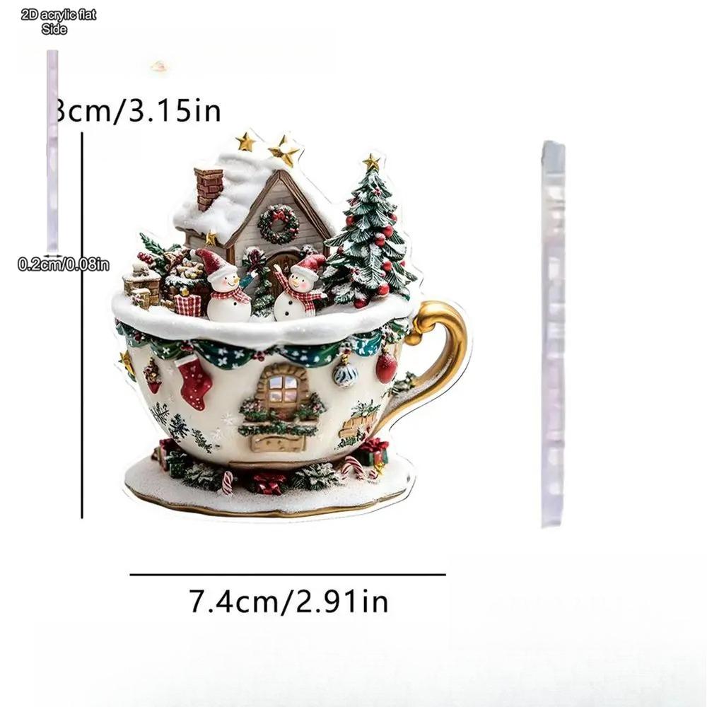 Christmas Coffee Cup Ornaments Coffee Mug Decorative Tree Hanging 2025 Xmas Navidad 2026 New Year Easter Bunny Party Supplies