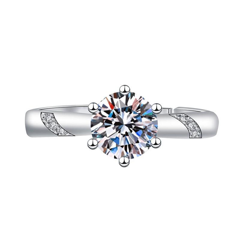 Open Adjustable European and American Style New Imitation Mosane Diamond Adjustable Girls' Ring Fashionable Creative Ring