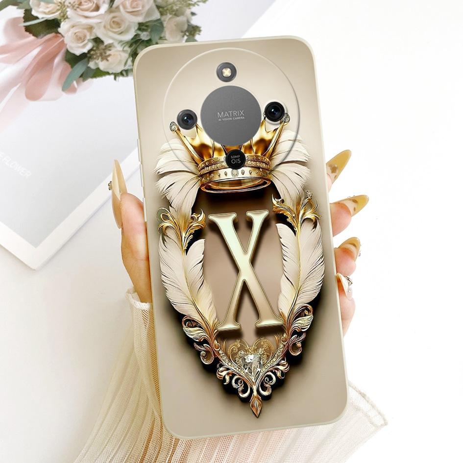 For Honor X9d Case MTN-NX1 Shockproof Cover Luxury Initial Letters Crown Soft Silicone Back Shell For HonorX9D Magic 8 Lite Capa