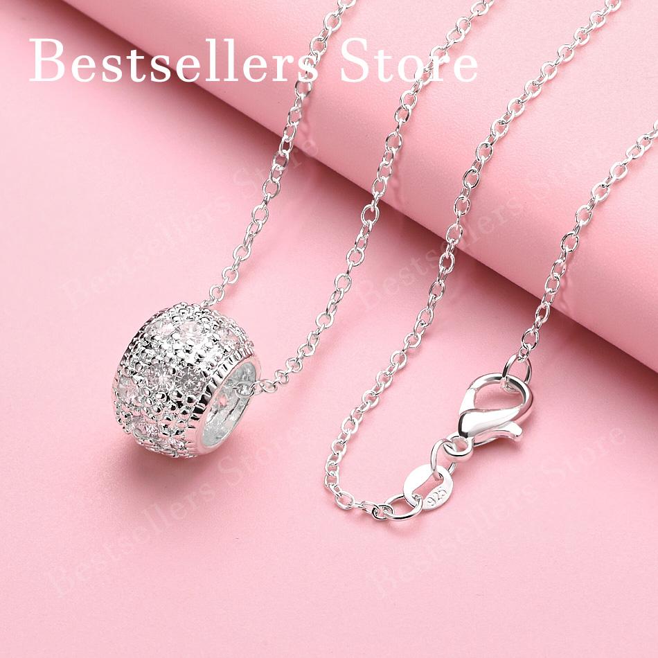 925 sterling silver 16-30 inch exquisite round pendant necklace for women's fashion wedding accessories, jewelry gifts