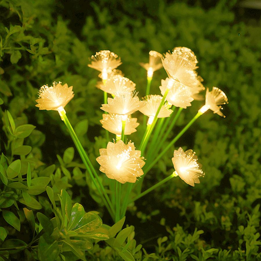 

Светодиодный оптоволоконный двухслойный газонный светильник в виде цветка, праздничное оформление сада, напольный светильник, наружный водонепроницаемый оптоволоконный цветок 6 heads теплый белый