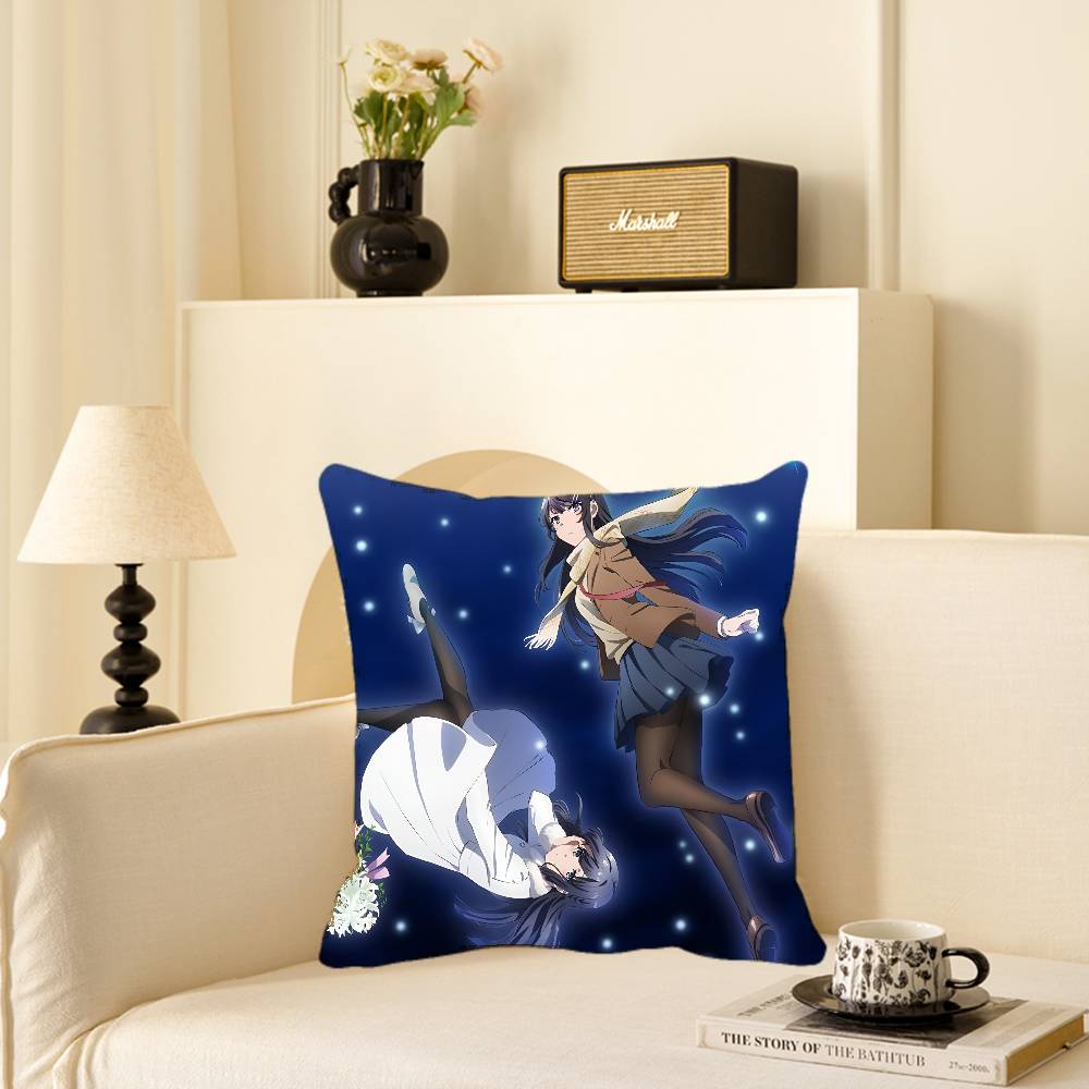 Anime Seishun Buta Yaro Black Stockings Pillow Case Square Pillow Bedroom Sofa Leisure Comfort Cushion Car Home Decoration