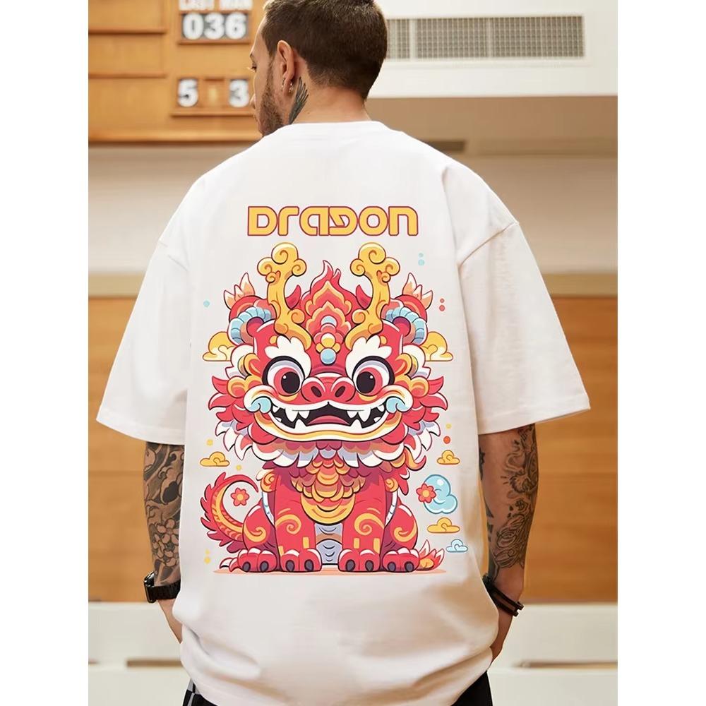 Summer Anime Dragon Graphic Print T-Shirts For Men Breathable Hip Hop T Shirts 2025 Oversized Clothing Y2K O-Neck Tees