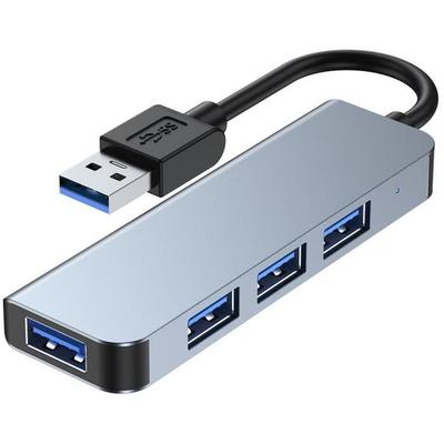 4-in-1 USB Adapter - BOOLING - MacBook Air-Pro - 1 USB 3.0 - 3 USB 2.0 - Grey