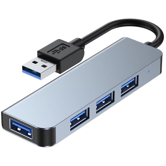 Adaptér USB 4 v 1 - BOOLING - MacBook Air-Pro - 1 USB 3.0 - 3 USB 2.0 - Šedý