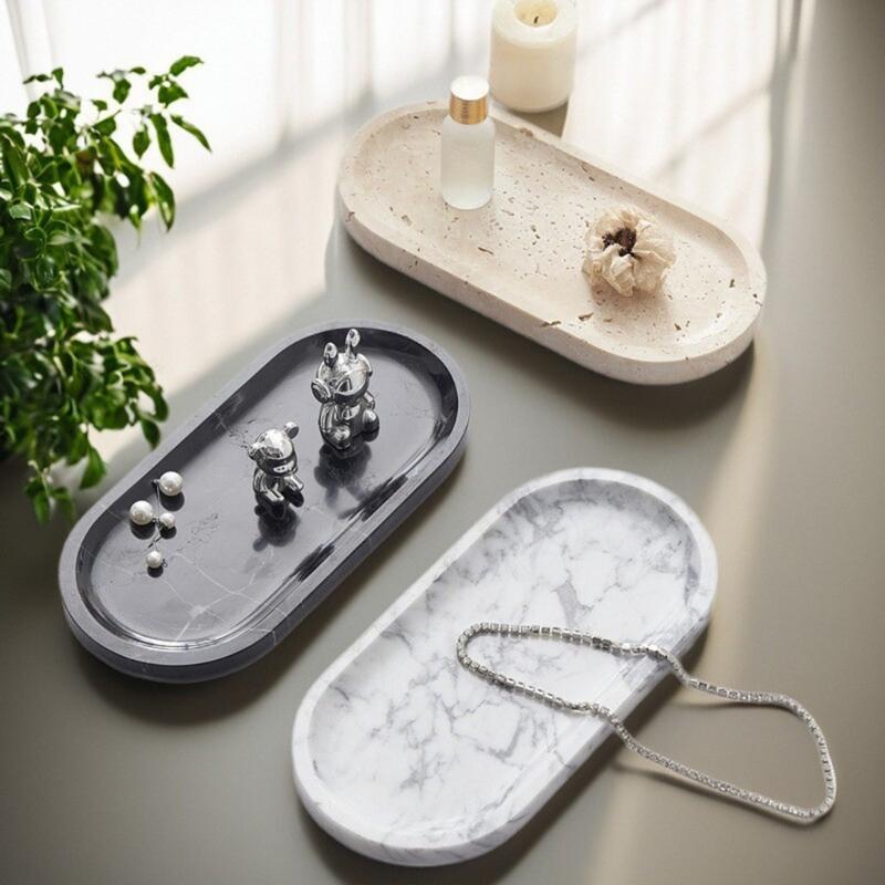 Unique Marble Vanity Tray For Displaying Perfume Bottles Trinkets And Makeup Accessories Storage Organizer