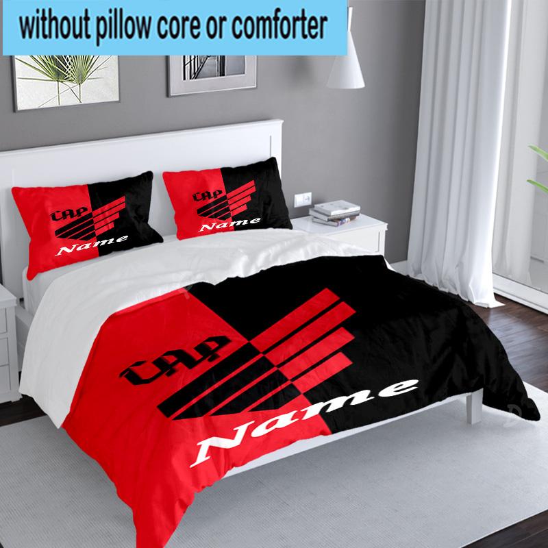 3PCS Custom Name Cap Name Wings Logo Bedding Set, Including 1pc Duvet Cover And 2pcs Pillowcases, Suitable for Dorms and Bedrooms Gift