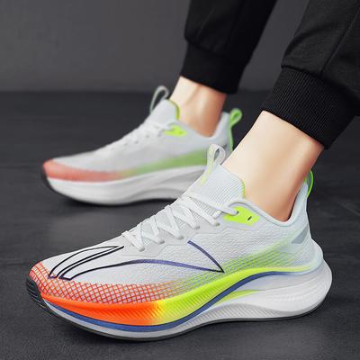 Summer Running Shoes Men's Carbon Plate Shock Absorption Small Size Sports Shoes Breathable Couple Casual Travel Shoes Professional Ultra-light