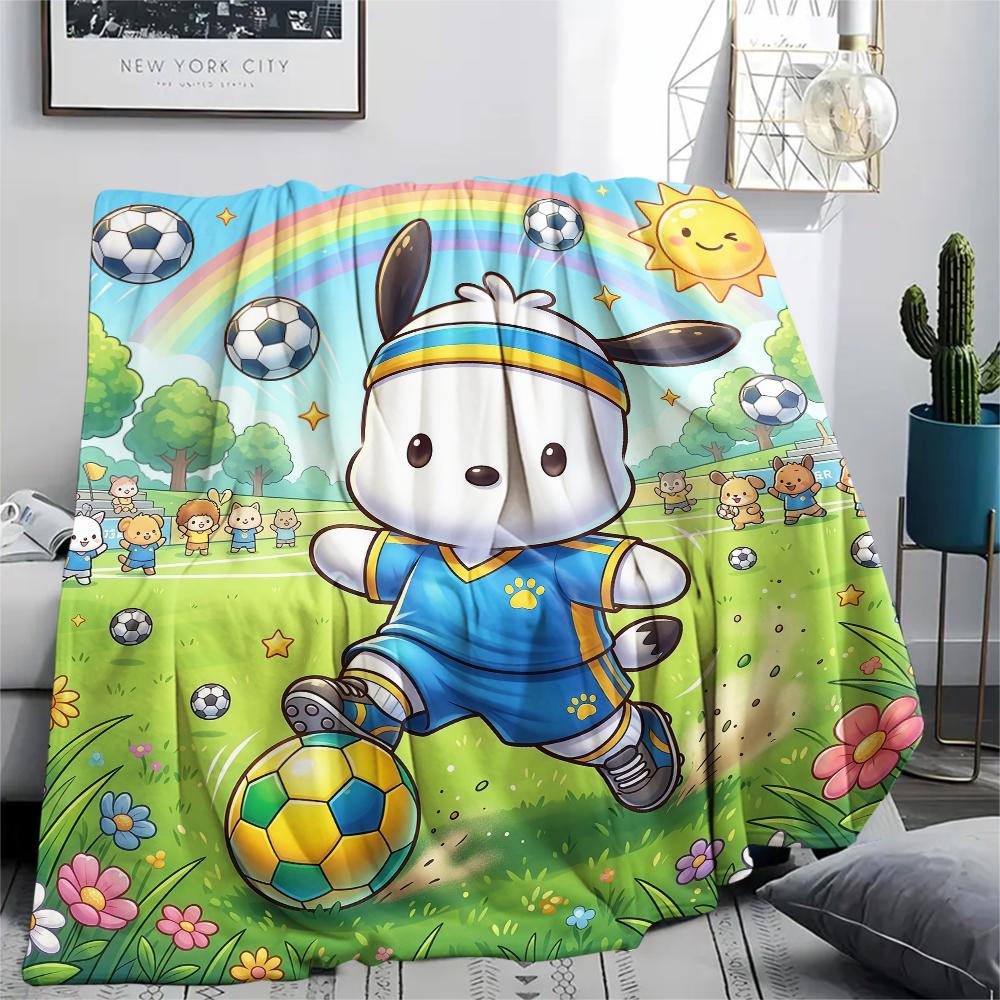 1PC Pochacco Print Flannel Blanket, High quality All Seasons, Home Decor, Warmth and Comfort, Perfect for Christmas Gifts