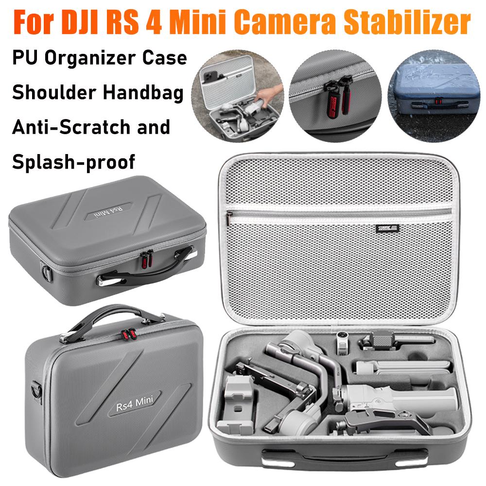 For DJI RS 4 Mini PU Protective Case Shoulder Storage Bag Handbag Anti-Scratch Shockproof Camera Stabilizer Protector Organizer