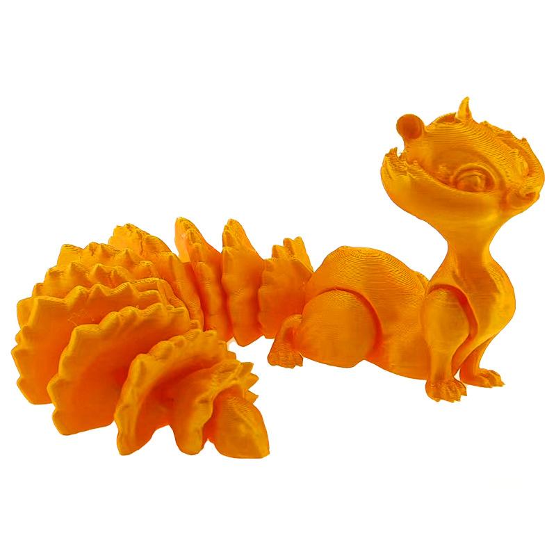 1Pcs 19Cm 3D Printed Long Tailed Squirrel Joint Movable Toy Ornament Creative Figurine Car Desktop Decorations Crafts Ornament