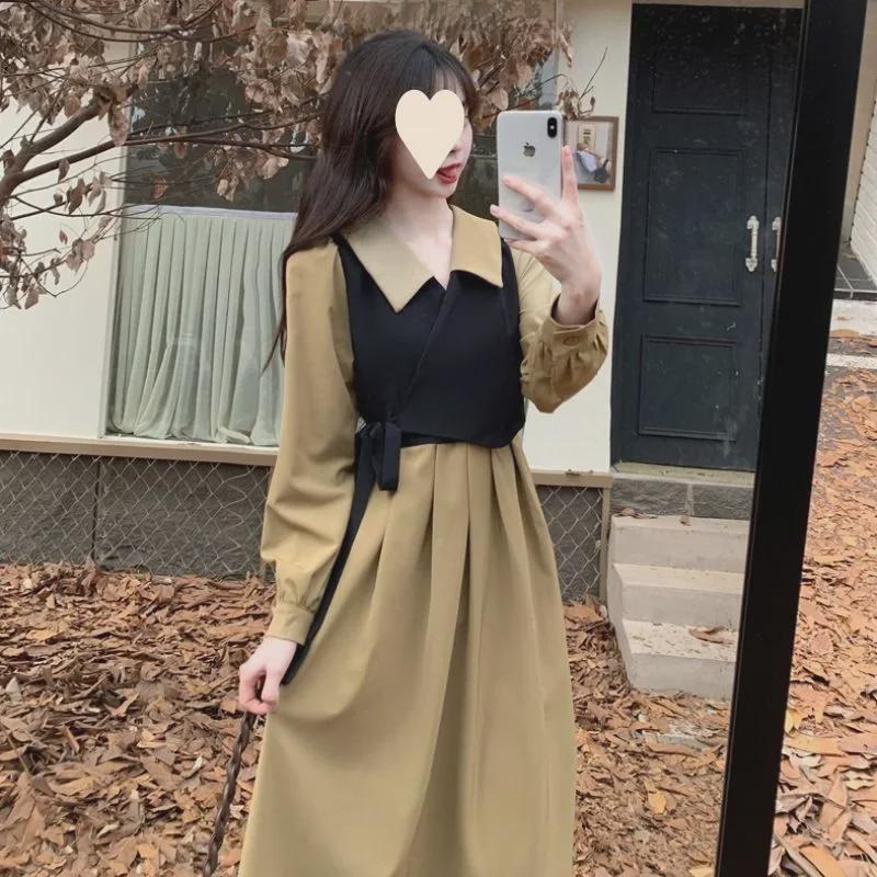 Plus Size Autumn Hepburn-Style Two-Piece Tea Dress